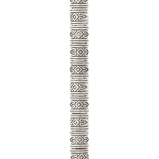 Silver Heart Pattern Metal Rondelle Beads, 8mm by Bead Landing™